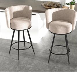 Bar Stools Set of 2, 27" Tufted Modern Counter Height Bar Stools, Upholstered Barstools with Back &