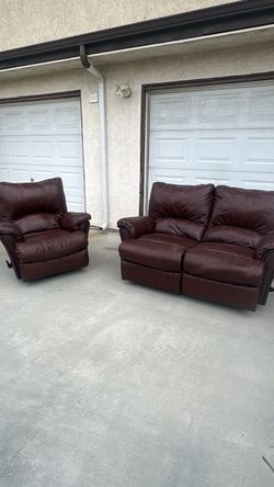 Leather Reclining Loveseat and Chair Set