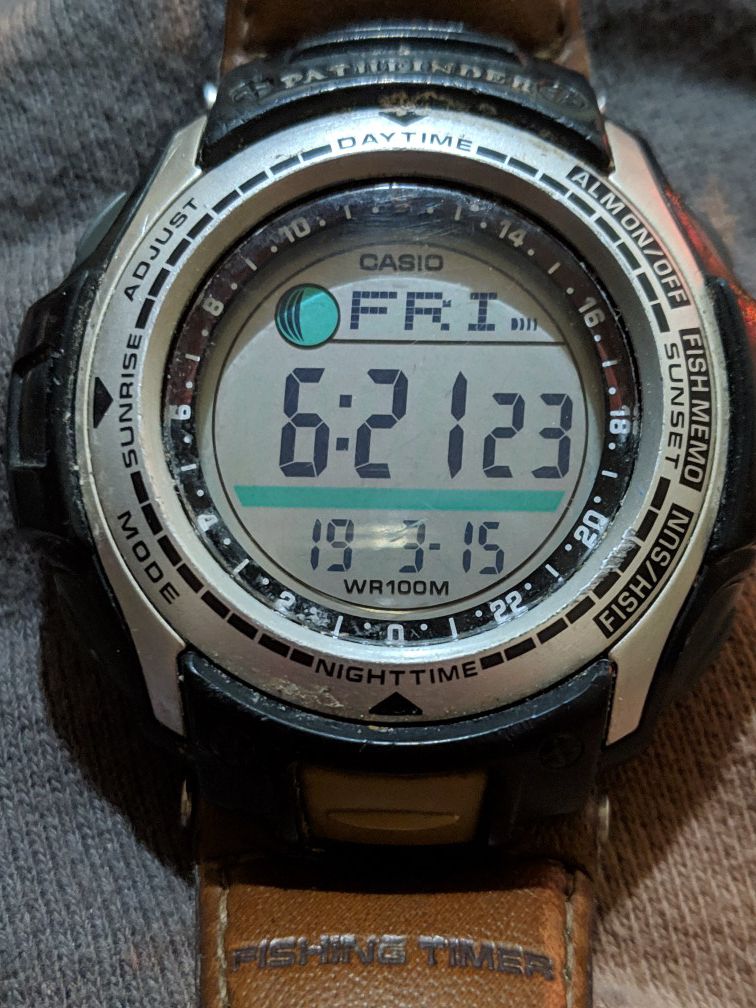 Casio Pathfinder 2632 Men's Pas-400b Resin Fishing Lunar Phase Watch