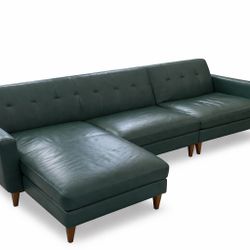 Green Genuine Leather Couch