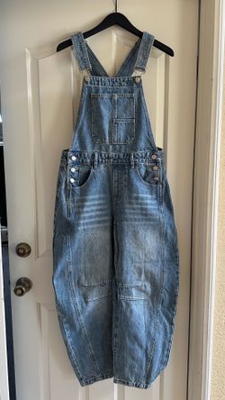 free people inspired barrel leg overalls