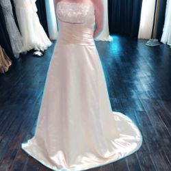 Moonlight Bridal Silk Wedding Dress Strapless Champagne Gown Chapel Train 12