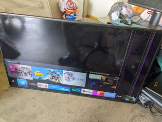 For parts or repairs screen is broken 50" Samsung Smart tv still watchable. No remote control