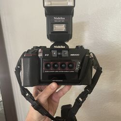 NISHIKA N8000 Film Camera With Case, Strap, And Flash 