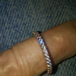 925 Rose Sterling Silver forever Ring With Real Stone.7.5