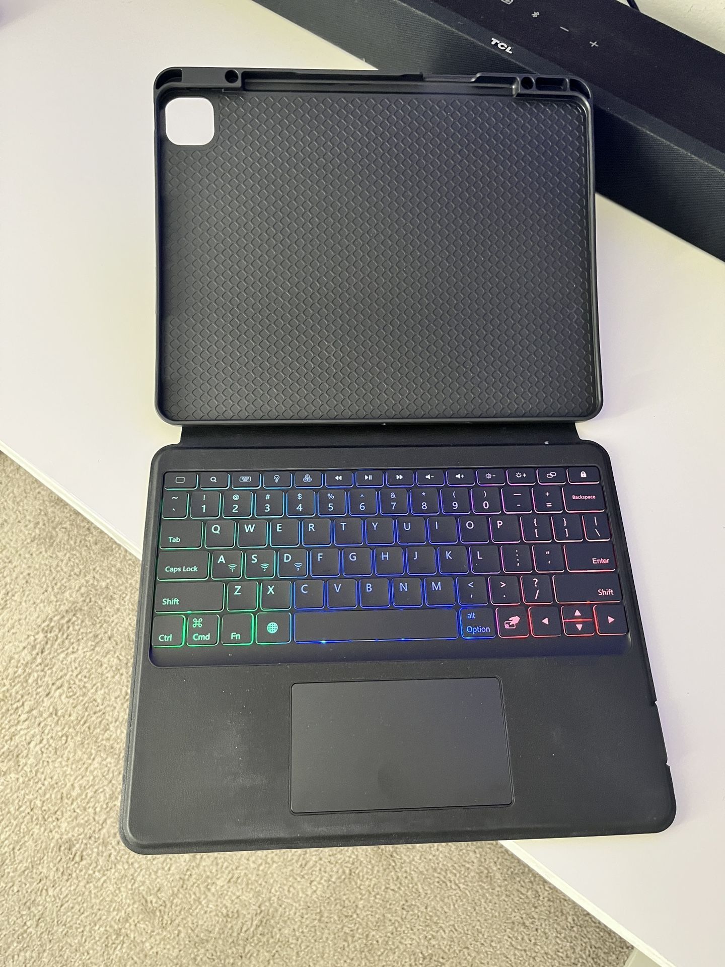 DUX DUCIS iPad Keyboard iPad Pro 12.9 Case with Keyboard (2020/2021/2022), Multi-Touch Trackpad and Pencil Holder, 7 Color Backlitw Wireless Detachabl