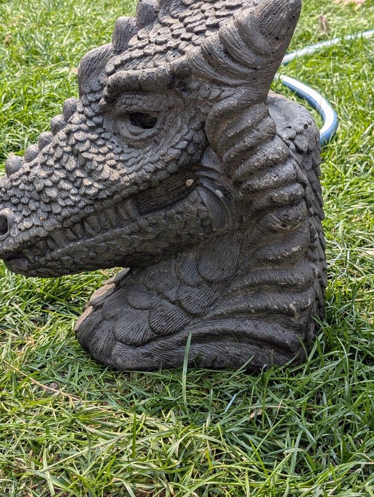 Stone Rock Dragon Head With Candle Holder
