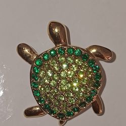 Vintage Signed MONET Rhinestone Turtle Brooch 