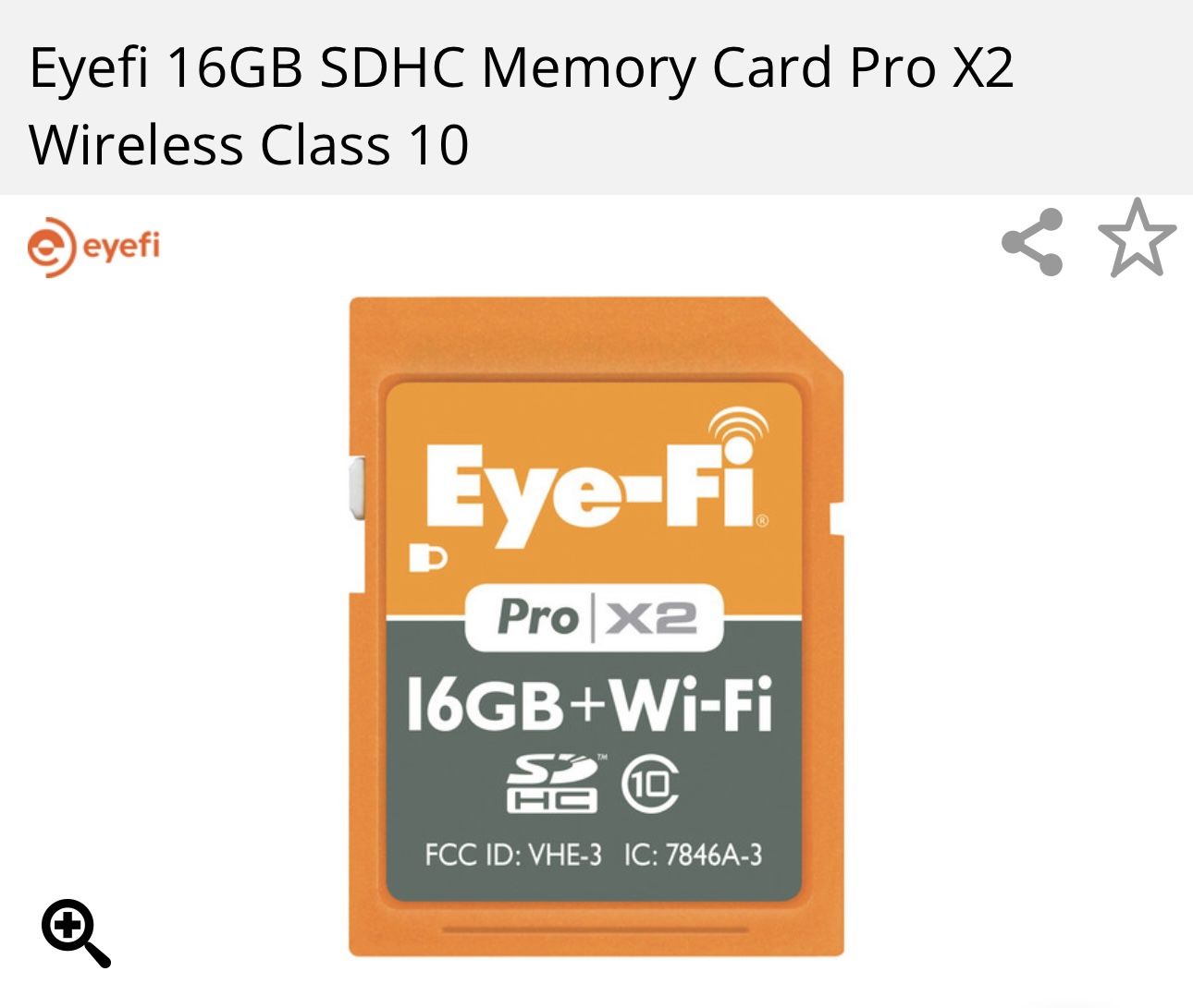 Eyefi 16GB SDHC Memory Card Pro X2 Wireless Class 10