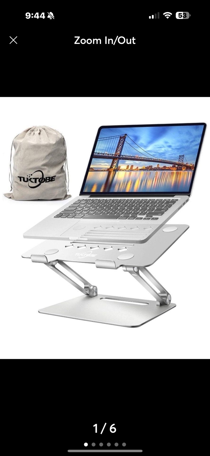 Laptop Stand, Ergonomic Height Angle Adjustable Laptop Holder Aluminum Notebook Stand Riser with Heat-Vent Computer Stand for Desk Compatible with Mac