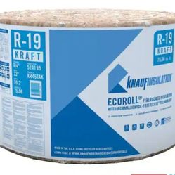 Knauf Insulation
R19 Kraft Faced 23 in. x 39.2 ft. Fiberglass Insulation Roll for Floor, 2x6 Wall - Sound-Reducing, USA Made (1-Roll)