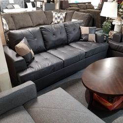 Brand New 82" Brown Bonded Leather Sofa