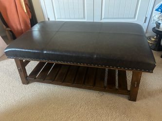 Dark brown faux leather bench