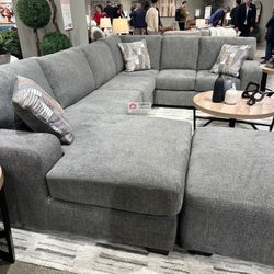 SECTIONAL 3 PCS, PLATINUM, MEMORY FOAM [EASY CARE FABRIC] [NEW]