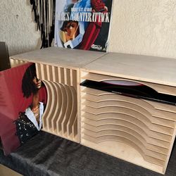 x2 Stackable Vinyl Record Shelf Set 2 – Wood LP Organizer 12-Slot – Mid Century – Most 12" Records