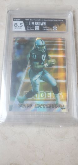 1996 Bowman's Best Tim Brown Atomic Refractor #123 HGA 8.5