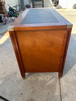 Wood Executive Desk with Leather Top