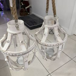 Farmhouse White Wood Candle Holder 