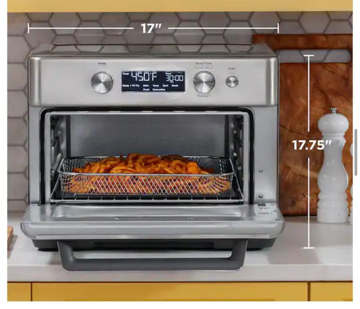 GE Stainless Steel Digital Air Fryer Toaster Oven with 8 Cooking Modes