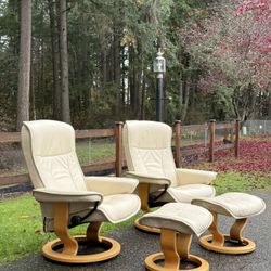 Ekornes Stressless  Chair And Ottoman Set Of 2 