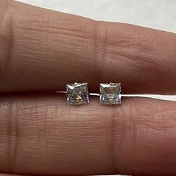 18k Gold plated Square White Crystal Zircon 4mm Stud Earrings - ERG-S