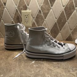 Silver Glitter Converse Size 7 Brand New With Box