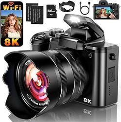Brand new in box 8K Digital Camera, 88MP WiFi Cameras for Photography with 3.2" Touchscreen, Autofocus, 16X Zoom, Anti-Shake, Dual Lens Vlogging Camer