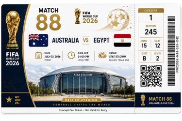 Match 88 - Round of 32 - Row 15 Section 245- FIFA World Cup Tickets