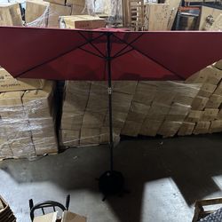 5’×10’ Rectangles Patio Umbrella with Base, Only Stay on Tilted Position
