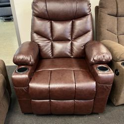 Brown Rocker Recliner Glider Chair Manual Recliner Faux Leather Brown 8002