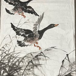 Asian Art  Ducks Flying
