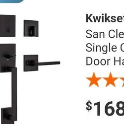 New Kwikset  San Clemente Matte Black Door Handleset Halifax Handle SmartKey Security. Retails $185 With TaxesOthers Avail.look At My Profile!