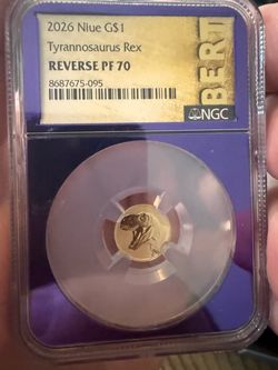 2026 Niue G$1 Tyrannosaurus Rex NGC Reverse PF70 Gold Coin