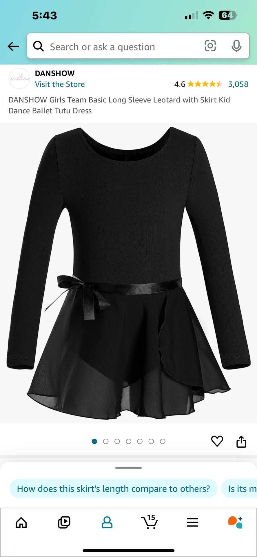 Kids Ballet Leotard with Tutu Skirt and Tight for 6-8 YO