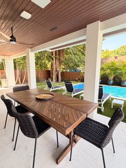 Outdoor Wood Dining Table with 4 Chairs