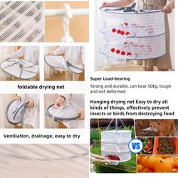 Moving sale! Clothes Drying Basket Racks,2 Layers Hanging Mesh Drying Basket U-Shaped Zipper Design