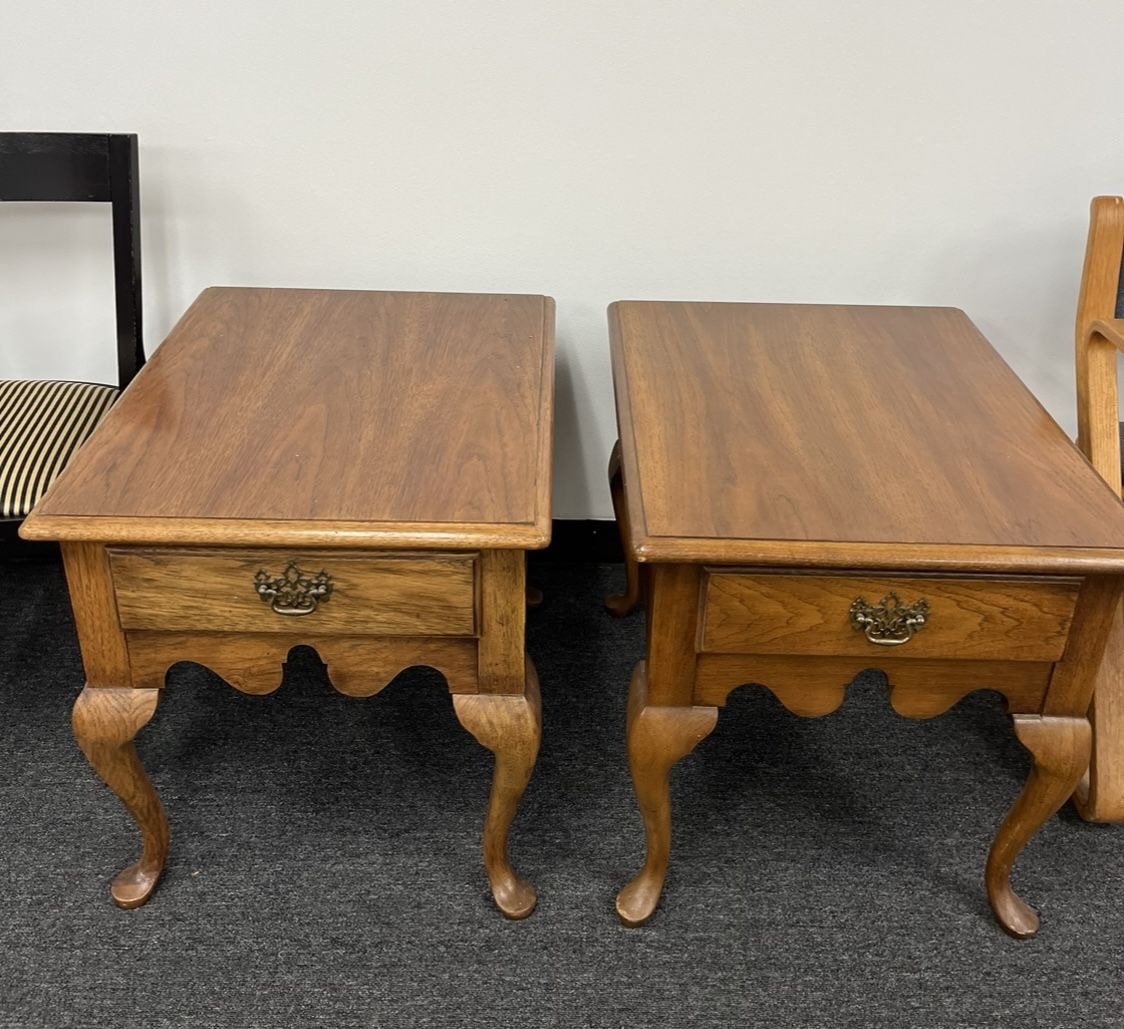 Two Queen Anne Classic Vintage End Tables