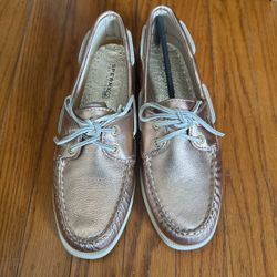 Sperry Top Sider Women's (contact info removed) Metallic Pink Leather Boat Shoes Size 8 1/2 M