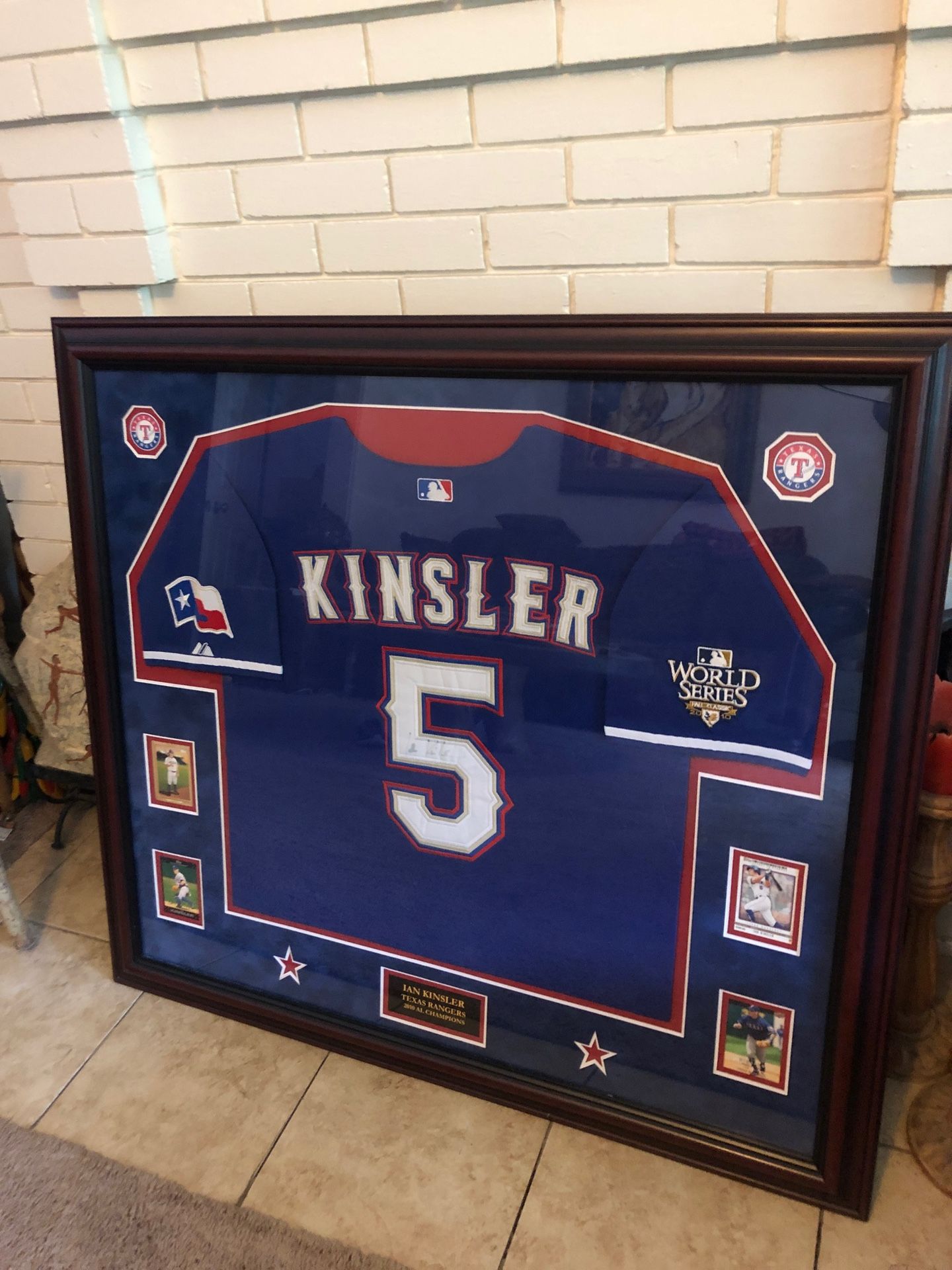 Ian Kinsler “signed” & Triple Matted 2010 Rangers World Series Jersey 