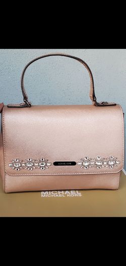 Michael Kors Rosegold Jeweled Satchel Comes With A Long Shoulder Strap