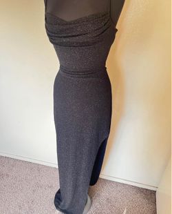 Black glittery lace up dress