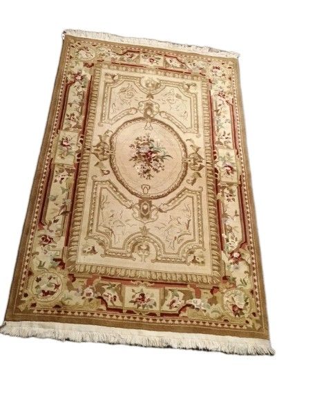 Vintage French Handmade Aubusson Rug Floral Wool Rug 3'11" X 6'
