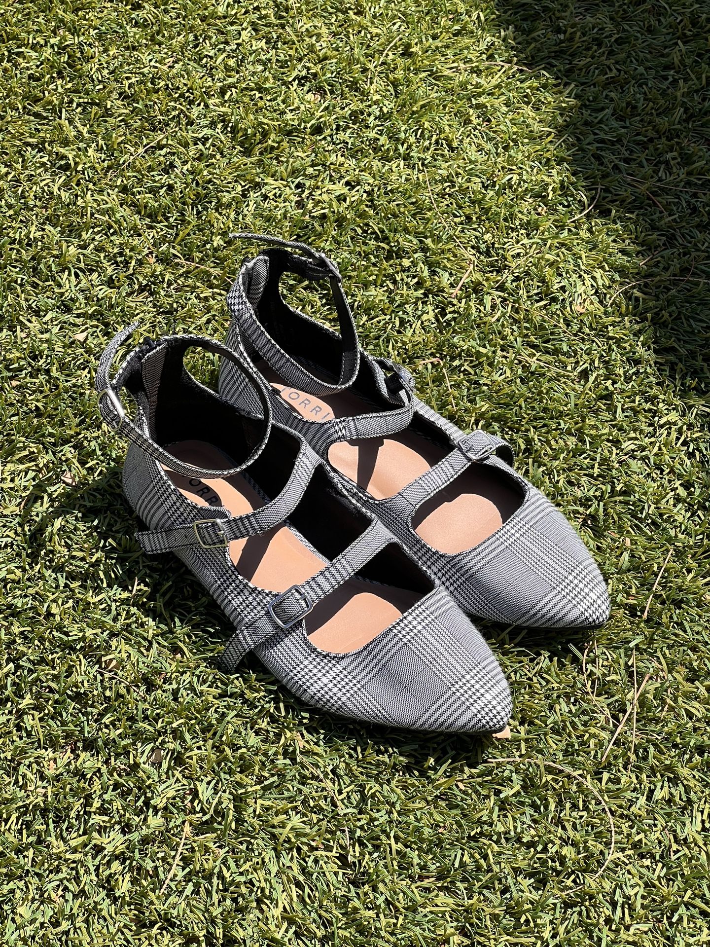 Torrid Grey And White Plaid Flats