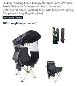 New Single camping chair with canopy. Folds into a backpack