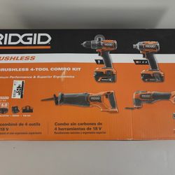 RIDGID

18V Brushless Cordless 4-Tool Combo Kit with (1) 4.0 Ah and (1) 2.0 Ah MAX Output Batteries, 18V Charger, and Tool Bag

