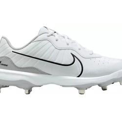 Men's Nike Alpha Huarache 4 Varsity White Gray Metal Baseball Cleats Sz 7.5