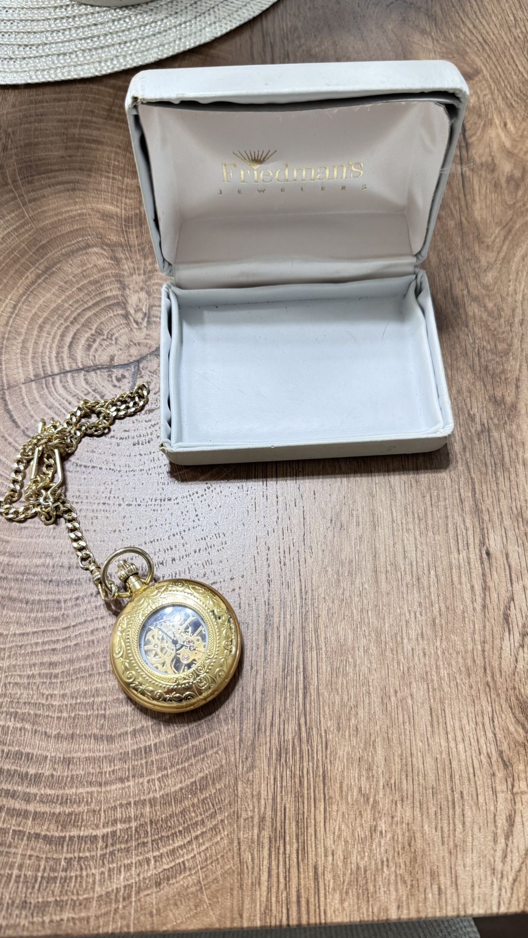 Vintage Majesti Skeletonzied Steam Punk Pocket Watch Gold Tone Wind Up