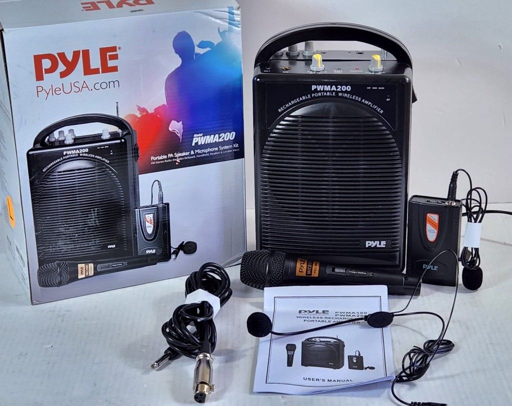 Pyle Portable PA Speaker & Microphone System - FM Stereo Radio, Built-in Rechargeable #578