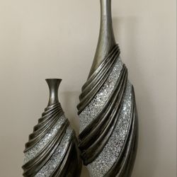 Decoration Vases Silver Glittery Tall Home Decor
