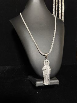 Italian silver rope chain with Italy silver San Judas